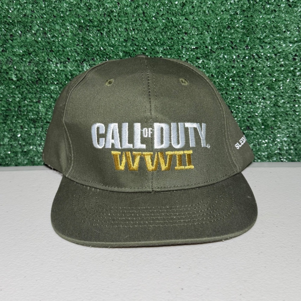 Call of Duty WWII Snapback Hat Olive Green Video Game Promo Cap Mens One Size